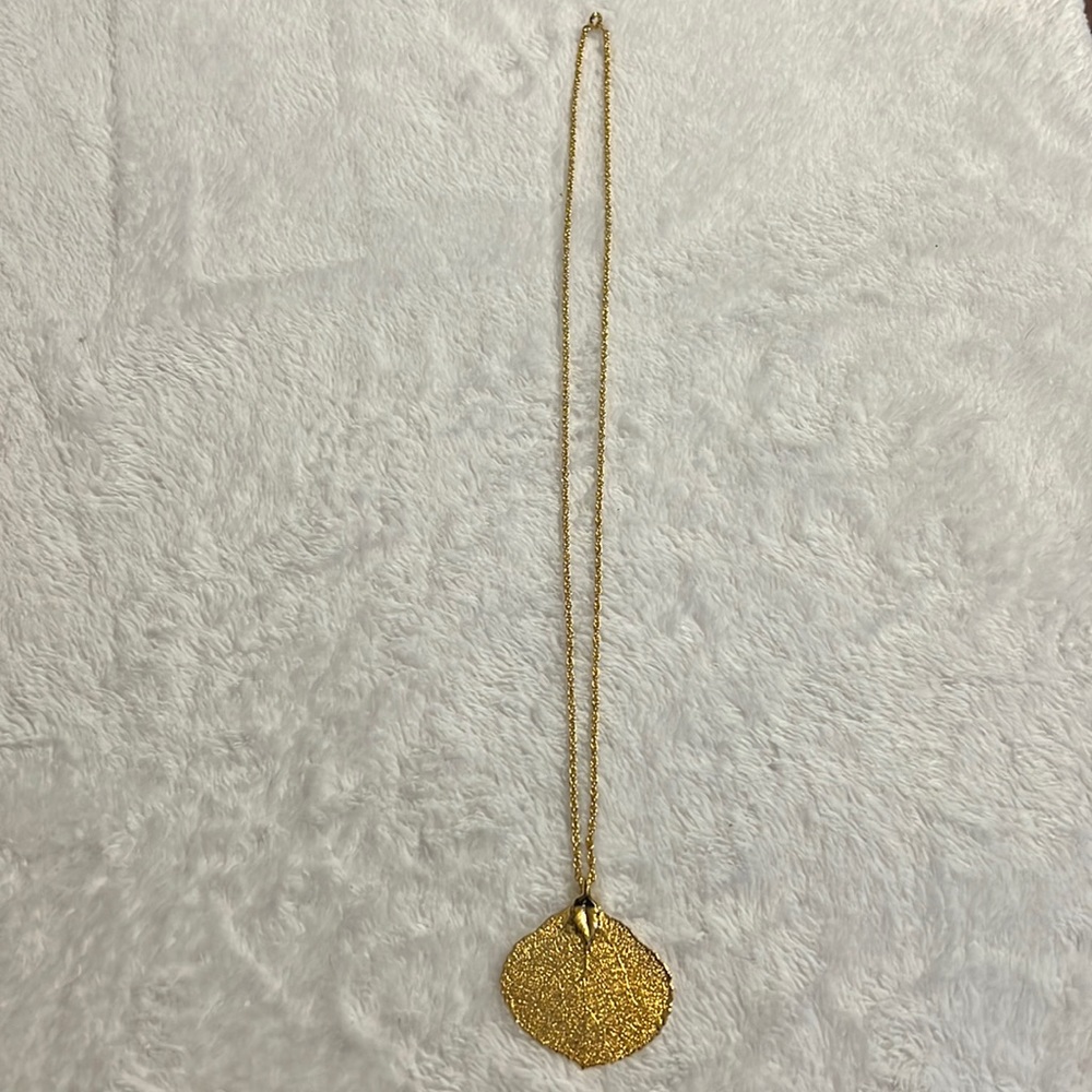 Fashion Costume Jewelry Aspen Leaf Gold Tone Necklace